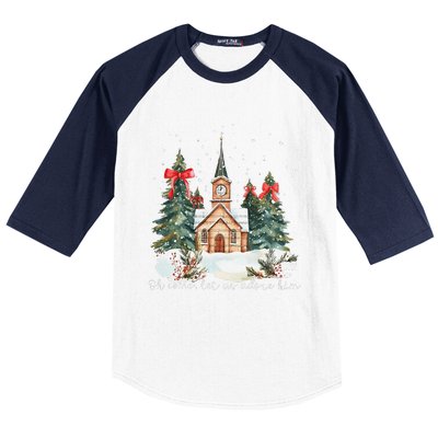 Oh Come Let Us Adore Him Jesus Christmas Christian Coquette Baseball Sleeve Shirt