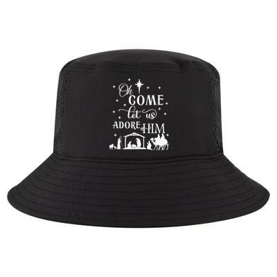 Oh Come Let Us Adore Him Christian Nativity Vintage Xmas Cool Comfort Performance Bucket Hat