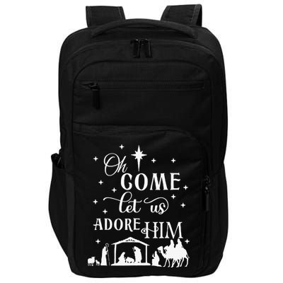Oh Come Let Us Adore Him Christian Nativity Vintage Xmas Impact Tech Backpack