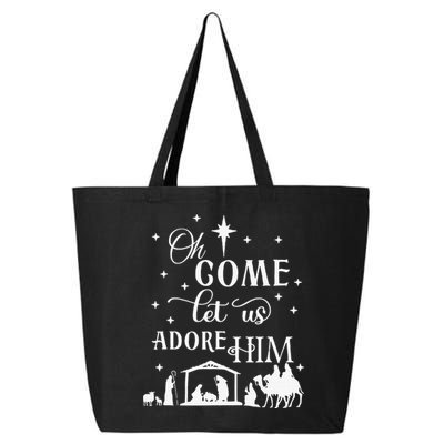 Oh Come Let Us Adore Him Christian Nativity Vintage Xmas 25L Jumbo Tote