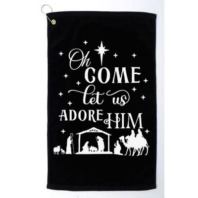 Oh Come Let Us Adore Him Christian Nativity Vintage Xmas Golf Towel
