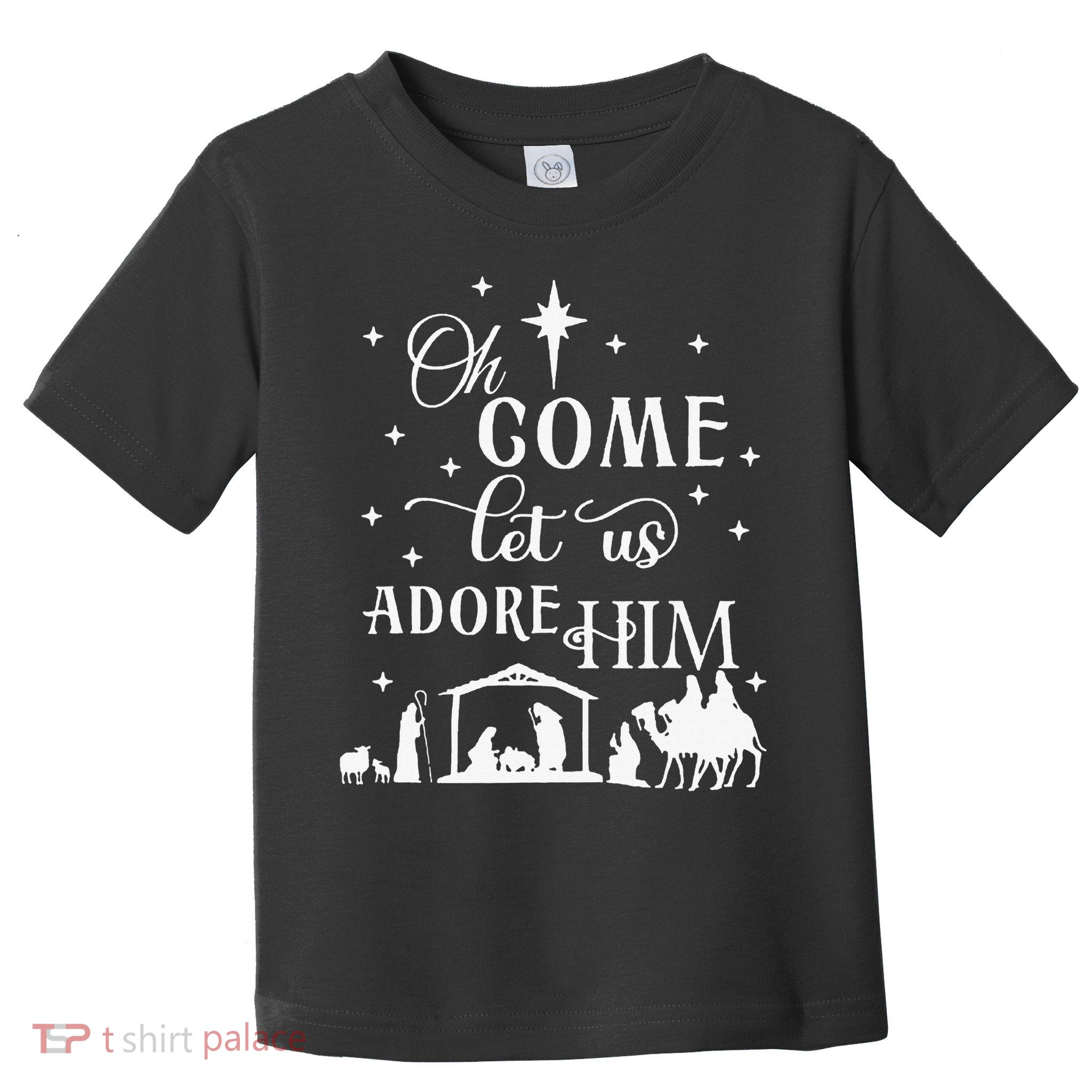 Oh Come Let Us Adore Him Christian Nativity Vintage Xmas Toddler T-Shirt