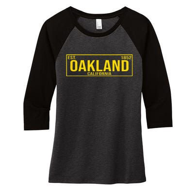 Oakland California License Plate Design Classic Women's Tri-Blend 3/4-Sleeve Raglan Shirt