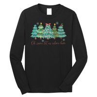 Oh Come Let Us Adore Him Funny Christian Christmas Tree Bow Long Sleeve Shirt