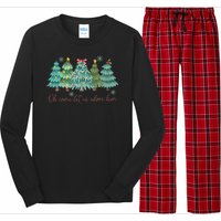 Oh Come Let Us Adore Him Funny Christian Christmas Tree Bow Long Sleeve Pajama Set