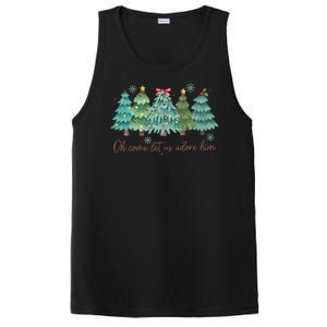 Oh Come Let Us Adore Him Funny Christian Christmas Tree Bow PosiCharge Competitor Tank