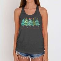 Oh Come Let Us Adore Him Funny Christian Christmas Tree Bow Women's Knotted Racerback Tank