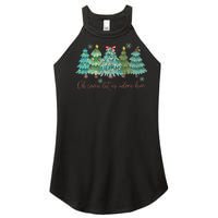 Oh Come Let Us Adore Him Funny Christian Christmas Tree Bow Women's Perfect Tri Rocker Tank