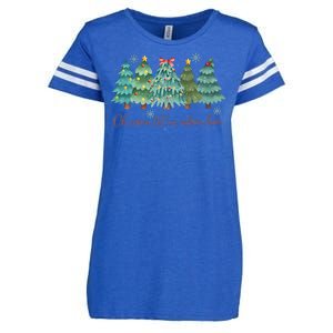 Oh Come Let Us Adore Him Funny Christian Christmas Tree Bow Enza Ladies Jersey Football T-Shirt