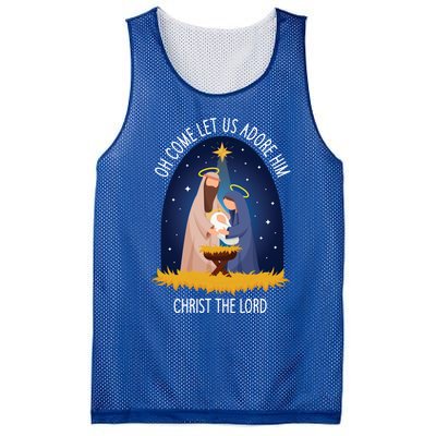 Oh Come Let Us Adore Him Gift Christmas Nativity Meaningful Gift Mesh Reversible Basketball Jersey Tank