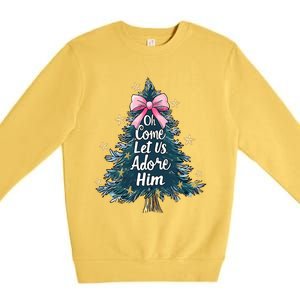 Oh Come Let Us Adore Him Christmas Nativity Christian Jesus Premium Crewneck Sweatshirt