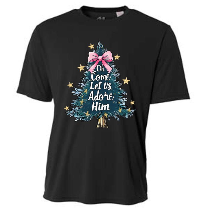 Oh Come Let Us Adore Him Christmas Nativity Christian Jesus Cooling Performance Crew T-Shirt