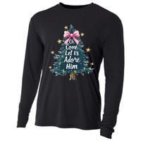 Oh Come Let Us Adore Him Christmas Nativity Christian Jesus Cooling Performance Long Sleeve Crew