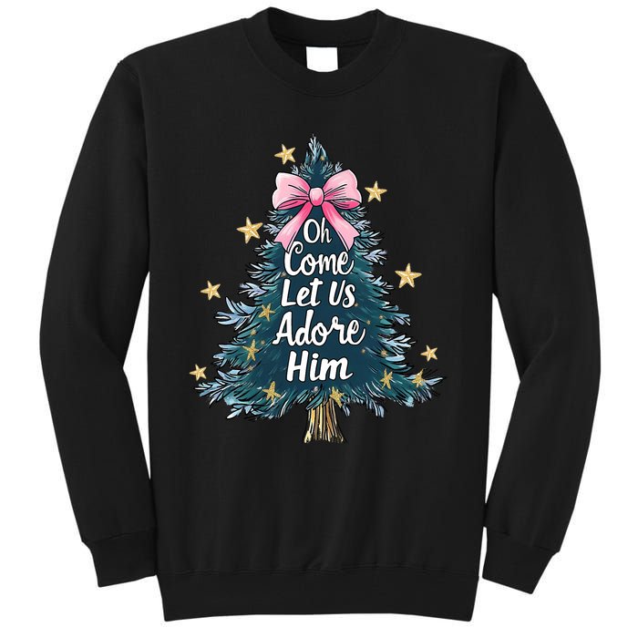 Oh Come Let Us Adore Him Christmas Nativity Christian Jesus Tall Sweatshirt