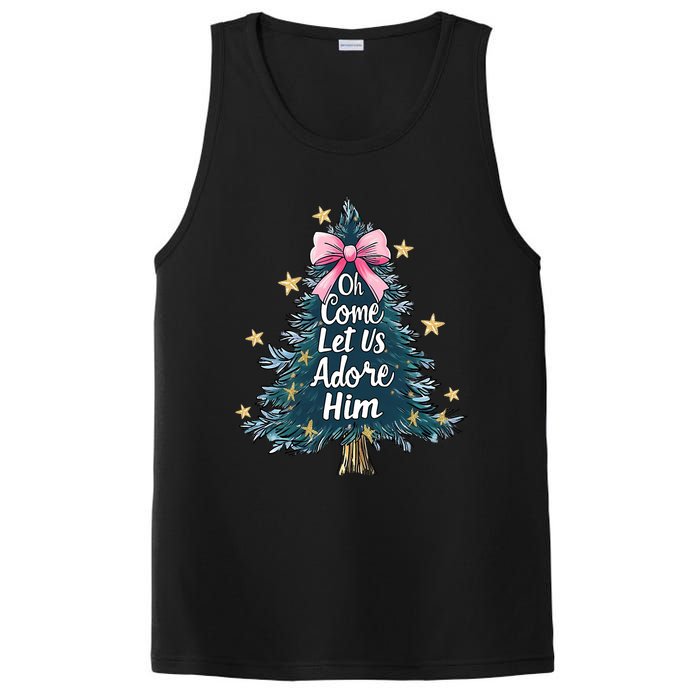 Oh Come Let Us Adore Him Christmas Nativity Christian Jesus PosiCharge Competitor Tank