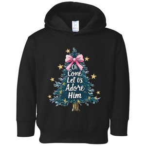 Oh Come Let Us Adore Him Christmas Nativity Christian Jesus Toddler Hoodie