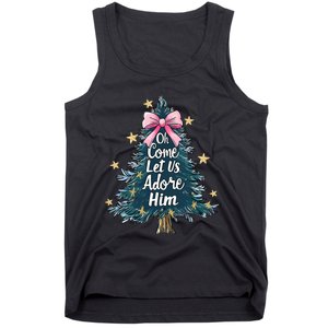 Oh Come Let Us Adore Him Christmas Nativity Christian Jesus Tank Top