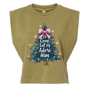 Oh Come Let Us Adore Him Christmas Nativity Christian Jesus Garment-Dyed Women's Muscle Tee