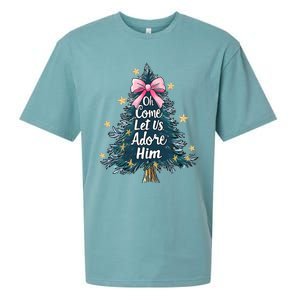 Oh Come Let Us Adore Him Christmas Nativity Christian Jesus Sueded Cloud Jersey T-Shirt