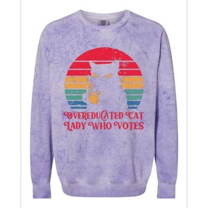 Overeducated Cat Lady Who Votes 2024 Election Colorblast Crewneck Sweatshirt