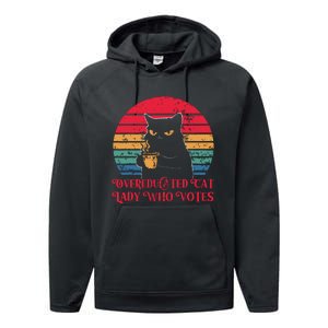 Overeducated Cat Lady Who Votes 2024 Election Performance Fleece Hoodie