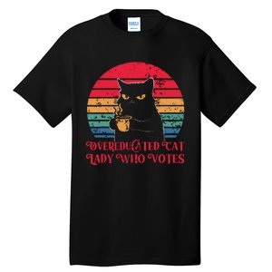 Overeducated Cat Lady Who Votes 2024 Election Tall T-Shirt