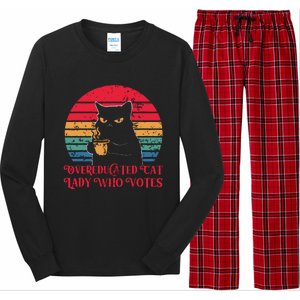 Overeducated Cat Lady Who Votes 2024 Election Long Sleeve Pajama Set