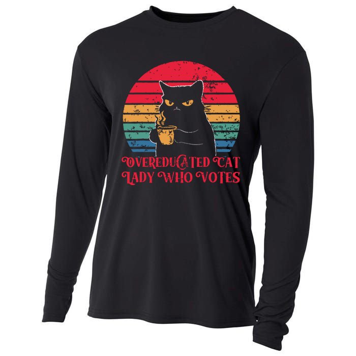 Overeducated Cat Lady Who Votes 2024 Election Cooling Performance Long Sleeve Crew