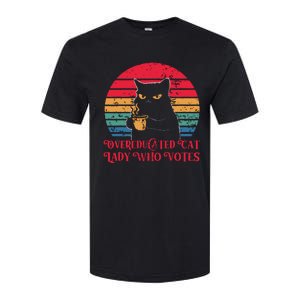 Overeducated Cat Lady Who Votes 2024 Election Softstyle CVC T-Shirt