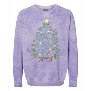 Oh Come Let Us Adore Him Christian Jesus Christmas Pajamas Colorblast Crewneck Sweatshirt