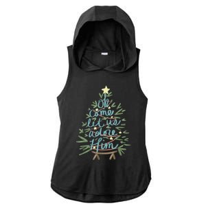 Oh Come Let Us Adore Him Christian Jesus Christmas Pajamas Ladies PosiCharge Tri-Blend Wicking Draft Hoodie Tank