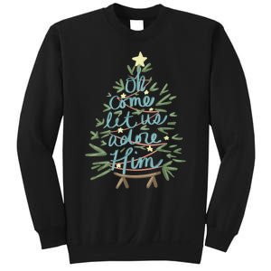 Oh Come Let Us Adore Him Christian Jesus Christmas Pajamas Sweatshirt