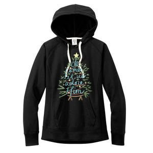 Oh Come Let Us Adore Him Christian Jesus Christmas Pajamas Women's Fleece Hoodie