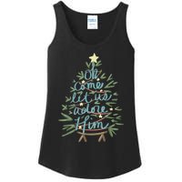 Oh Come Let Us Adore Him Christian Jesus Christmas Pajamas Ladies Essential Tank