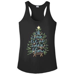 Oh Come Let Us Adore Him Christian Jesus Christmas Pajamas Ladies PosiCharge Competitor Racerback Tank