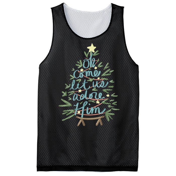 Oh Come Let Us Adore Him Christian Jesus Christmas Pajamas Mesh Reversible Basketball Jersey Tank