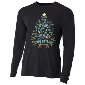 Oh Come Let Us Adore Him Christian Jesus Christmas Pajamas Cooling Performance Long Sleeve Crew