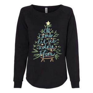 Oh Come Let Us Adore Him Christian Jesus Christmas Pajamas Womens California Wash Sweatshirt