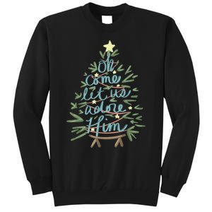 Oh Come Let Us Adore Him Christian Jesus Christmas Pajamas Tall Sweatshirt