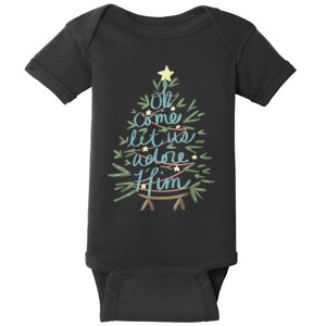 Oh Come Let Us Adore Him Christian Jesus Christmas Pajamas Baby Bodysuit