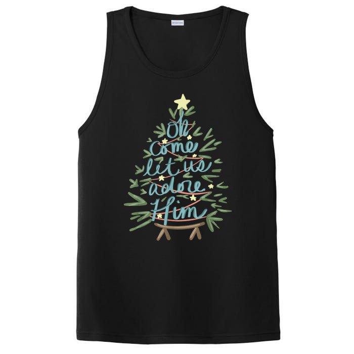 Oh Come Let Us Adore Him Christian Jesus Christmas Pajamas PosiCharge Competitor Tank