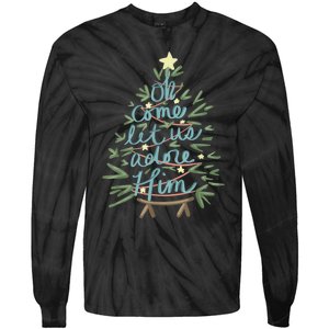 Oh Come Let Us Adore Him Christian Jesus Christmas Pajamas Tie-Dye Long Sleeve Shirt