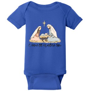 Oh Come Let Us Adore Him Jesus Christmas Christian Nativity Great Gift Baby Bodysuit