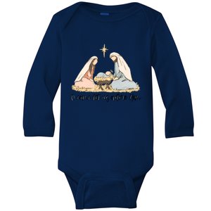 Oh Come Let Us Adore Him Jesus Christmas Christian Nativity Great Gift Baby Long Sleeve Bodysuit