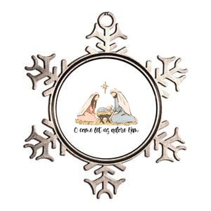 Oh Come Let Us Adore Him Jesus Christmas Christian Nativity Great Gift Metallic Star Ornament