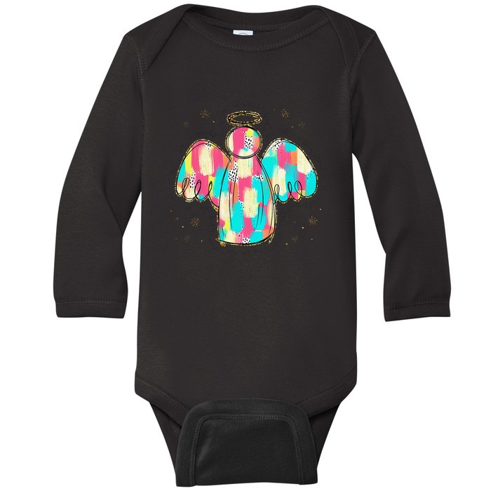 Oh Come Let Us Adore Him Jesus Christmas Angel Christian Baby Long Sleeve Bodysuit