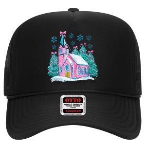 Oh Come Let Us Adore Him Jesus Christmas Christian Coquette High Crown Mesh Back Trucker Hat