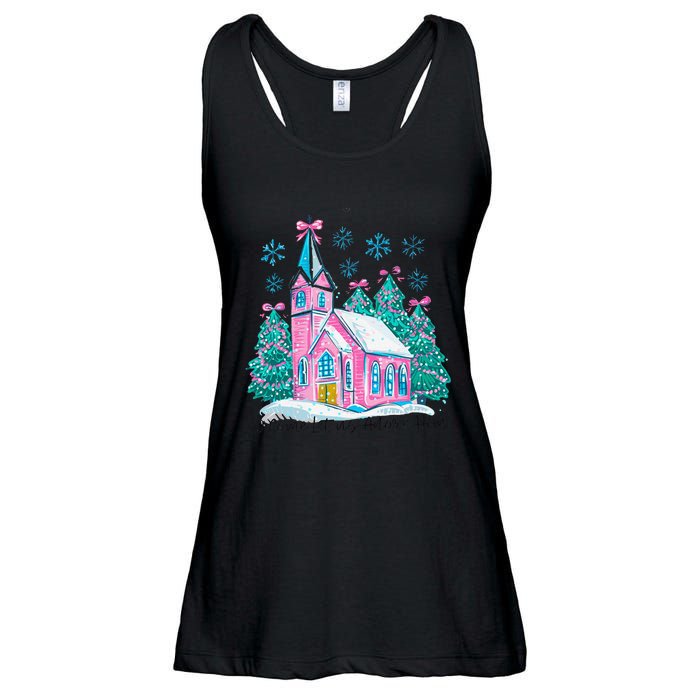 Oh Come Let Us Adore Him Jesus Christmas Christian Coquette Ladies Essential Flowy Tank