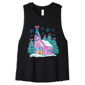 Oh Come Let Us Adore Him Jesus Christmas Christian Coquette Women's Racerback Cropped Tank