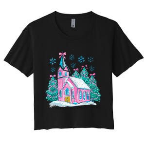 Oh Come Let Us Adore Him Jesus Christmas Christian Coquette Women's Crop Top Tee